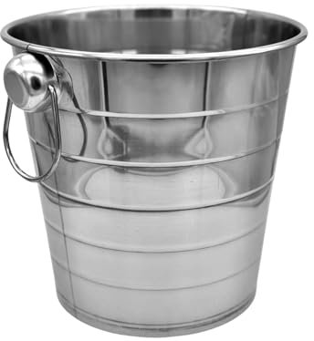 Oceano Secchiello Portaghiaccio in Acciaio Inox Secchio in Metallo per Ghiaccio 2 Maniglie Secchiello per Bottiglie Vini Champagne Feste Eventi (6L)