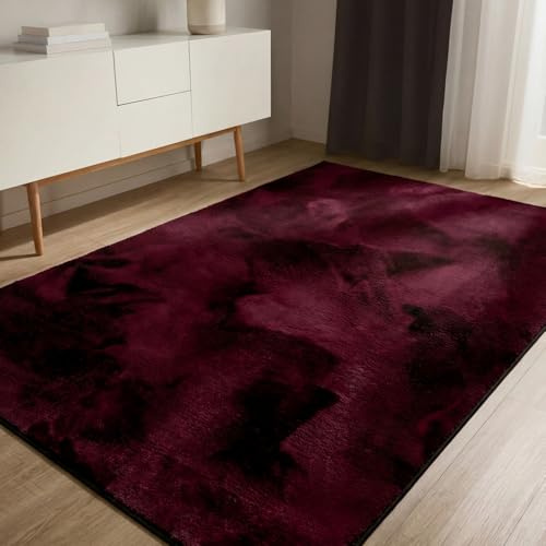 benuta Basic Syntetisk Pälsmatta Furry - Bordeaux 200x290 cm - Mjuk vardagsrum - Antihalk baksida - Tvättbar - Lämplig för golvvärme
