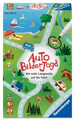 Ravensburger 24932 – Chasse Photo de Voiture – Plus d'ennui sur la Route, Jeu de Voyage à partir de 5 Ans, pour 1 à 3 Joueurs, activité en Voiture, en Voyage