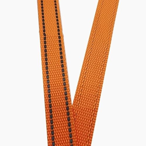 WEOKDFHA sadelgjord 50 meter 15 mm 5/8 tum polyesterband med reflekterande remsa ryggsäcksrem gör-det-själv hantverk husdjurshalsband koppel tillbehör (orange 15 mm)