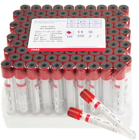 Provette in vetro per la raccolta del sangue, 3 ml/5 ml/10 ml, provette monouso per coagulazione sottovuoto, senza additivi, 100 pezzi