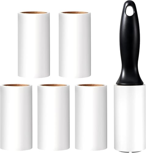 Vinabo Rodillo Quita Pelos Mascotas, 1 Mango + 6 Rollos, 360 Hojas | Rodillo Antipelusas, Rodillo Adhesivo para Ropa, Ideal para Ropa, Sofá, Cama, Pelo de Gato/Perro