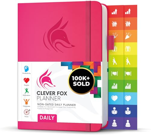 Clever Fox Planificador Diario - Mejor Agenda y Calendario Para Fomentar la Productividad y la Felicidad, y Lograr Tus Metas - Organizador Personal - A5, Sin Fechas - Rosa