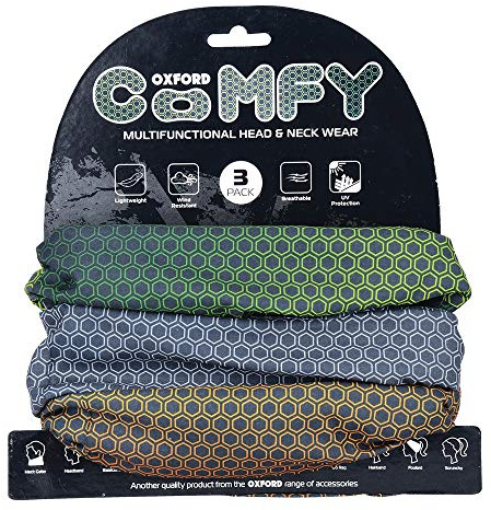 OXFORD Comfy Head Helmet Scarf Neck Warmer. Nacreous. 3-Pack. Head and Neck Wear Bike Scarf Base Layer. NW145