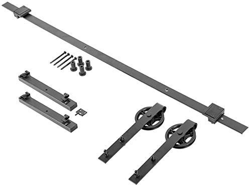 Schiebetürbeschlag LOFT 2 m schwarz 2tlg. Laufschiene mit Laufrollen-Ø 120 mm inkl. Soft-Close-Dämpfer Schiebetürsystem mit Aushängesicherung und Bodenführung von Sotech