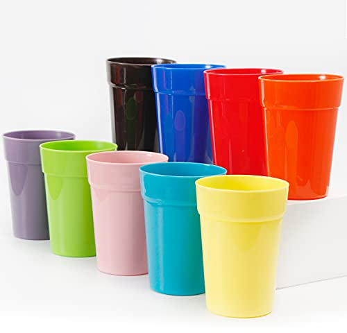 Youngever 18-pack 350 ml barnkoppar i plast, återanvändbara dryckeskoppar för barn, småbarnskoppar, okrossbara dricksglas, plastglas i 9 olika färger