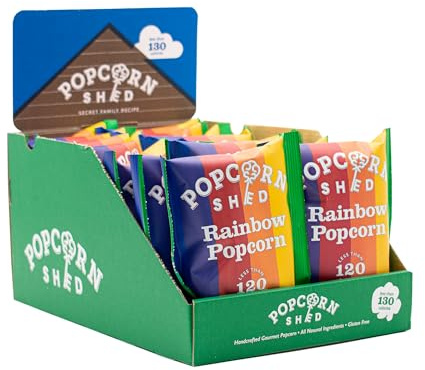 Popcorn Shed Rainbow Gourmet Popcorn (16 x 24g) - Multicoloured Vanilla Caramel Gourmet Popcorn, Easy & Low Calorie Snack, Perfect for Parties, Movie Nights & Gifting