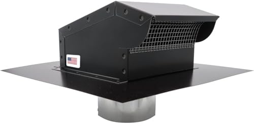 RDP Rooftop Exhaust Vent Cap with Damper and Bottom Extension | Made in USA (8 Inch, Black)