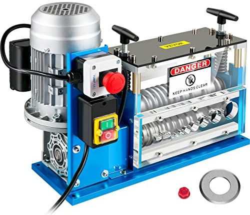 VEVOR Electric Wire Stripping Machine, 370W 0.06 - 1.5 Automatic Motorized Cable Stripper w/ 75 Feet/Minute Speed, 11 Channels 10 Blades Strip Machinery, Scrap Handling Tool for Recycling Copper