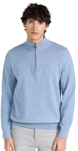 Barbour Men's Cotton Half Zip Sweater Dark Chambray (UK, Alpha, L, Regular, Regular, Dark Chambray)