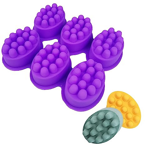 Stampo per Sapone in Silicone per Massaggio Saponette Fai da Te 6 Cavità Stampo Silicone Sapone,per Stampo per Sapone Artigianale, Stampo per Torta Fai-da-te, Stampo per Cioccolato Biscotto