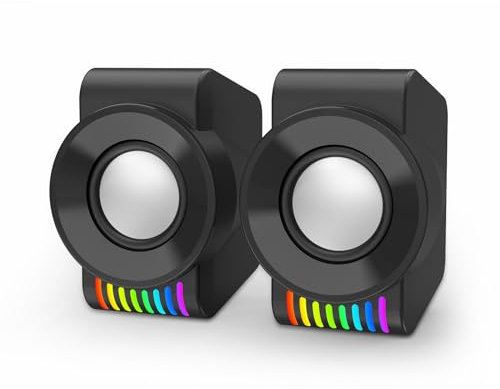 Redragon GS514 - Altoparlante da gioco per PC, 2.0 canali, con RGB dinamico, bassi di alta qualità e suono cristallino, alimentazione USB con connettore da 3,5 mm