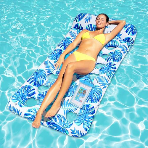 Bouee Piscine Adulte, Flottant Hamac Gonflable, Matelas Piscine, Hamac Flottant Piscine, Matelas Piscine avec Trous, Hamac Gonflable Piscine, Fauteuil Gonflable de Piscine pour Les Vacances la Plage