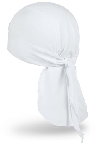 MELASA Enfriamiento Durag Bandana Cap Gorra, Absorbe El Sudor Pañuelo En La Cabeza Casco, Transpirable Bicicleta Sombrero Para Correr Gorro Pañuelo Hombres Ciclismo Motocicleta, Blanco, Talla única