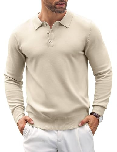COOFANDY Suéter para Hombre Sudadera De Invierno Jersey Sudaderas De Cuello Alto Debajo Sudaderas Sudadera Marca Torcido Suéteres Trabajo Suéter Cálido Debajo Crema L