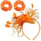 1 Bandeau En Plumes Orange, 2 Élastiques À Cheveux Orange, Casque De Mariage, Casque Orange Pour Femme, Chapeau Pour Femme Au Mariage, Bandeau En Plumes.