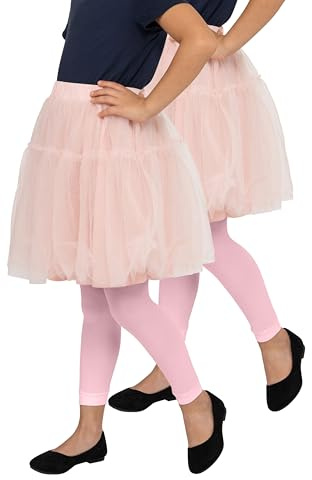 looksy 2 pares de medias sin pie para niña, longitud 7/8, pantalones indispensables para el día a día, selección de colores lisos, ropa deportiva para niños, escuela, baile, ballet, tallas 3 a 12