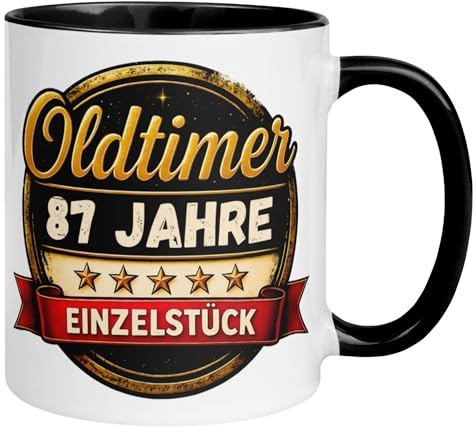 87. Geburtstag Mann Geschenk Tasse | Oldtimer – 87 Jahre Einzelstück | 87ter Geburtstag - Witziges Geburtstagsgeschenk Männer | Lustige Geburtstagstasse mit Spruch 87 Geburtstag | Made in Germany