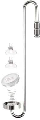 Clscea Diffusore di CO2 per acquario in acciaio inox, atomizzatore CO2 con gancio a S con valvola di ritegno integrata e disco sostituibile per acquario e vasca, 35 cm (L)