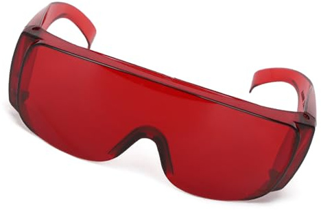 Fafeicy Ljusglasögon, Skyddsglasögon för 405-1064Nm Våglängd, Säkerhetsglasögon med Lätt Filter för Lätt Gravering och Drift (Röd)