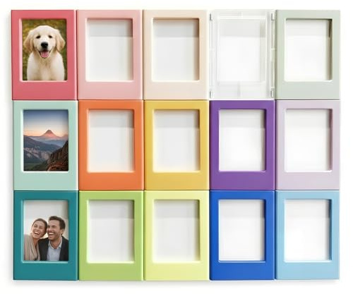 15 Pezzi Cornici Magnetiche per Foto Frigorifero 3 Pollici Calamita Portafoto Magnetico Mini Cornice Magnetica Colorata DIY per Instax Mini Film per Frigorifero e Superfici Metalliche (15 Colori)