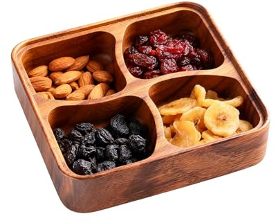 Genérico Bol De Aperitivos | Bandeja Organizadora Segura Con 4 Compartimentos,Cuenco De Madera Para Frutos Secos | Familia Amigos Hombres Hogar Cocina Fiesta Interior Salón Frutos Secos Fruta Seca
