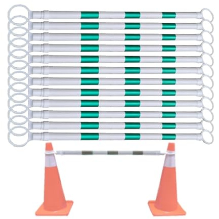 Trafikkonstänger, Infällbara PVC-trafikkoner med reflekterande film, 12-pack, flerfärgade, 1,25–2 m(Green and White)