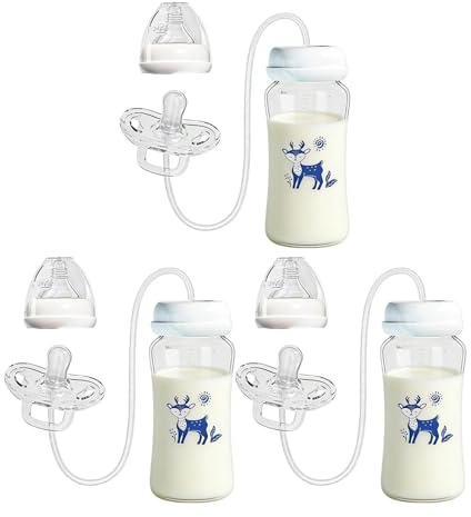 Biberon con Tappo, 3 set Alimentatore in Silicone Antigoccia, Anti-Coliche a Prova di Perdite Biberon per Latte Materno da Viaggio, per Bambini Campeggio Picnic Asilo Cameretta Soggiorno