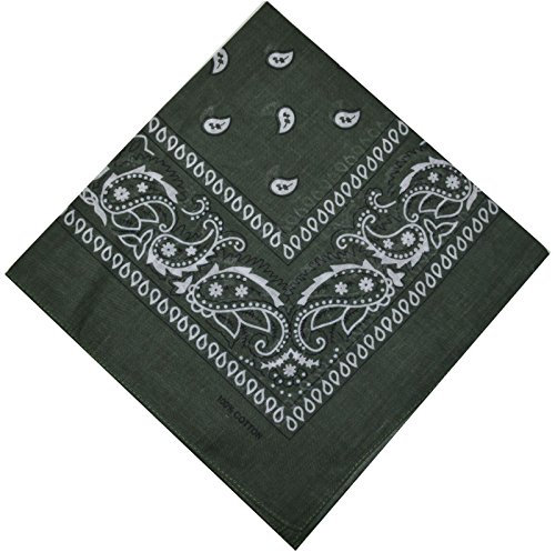 Bandana Halstuch Biker 1er 3er 6er 12er Pack Nikki Tuch Schal Paisley Kopftuch 100% Baumwolle 25 Farben (1er, khaki)