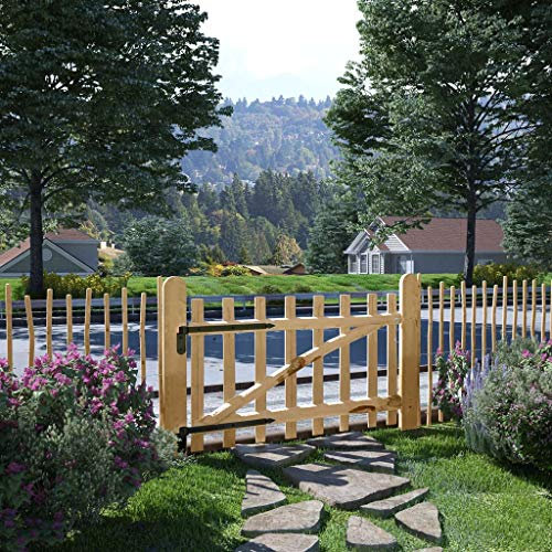 Tidyard Gartentor Zauntor Einflügelig Haselnussholz Gartentür Zauntür Pforte Holztor 100 x 60 cm für Garten Zugang oder Terrasse