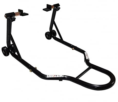 Cruizer - Cavalletto posteriore con attacchi a piastre per moto con barre di rinforzo laterali regolabili e 4 ruote sottostanti