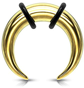 beyoutifulthings Dehn-Stab Taper Buffalo Horn Edelstahl Gold O-Ring Dehnanhänger Universal-Piercing Ohr-Piercing Ohr-Schmuck 2mm