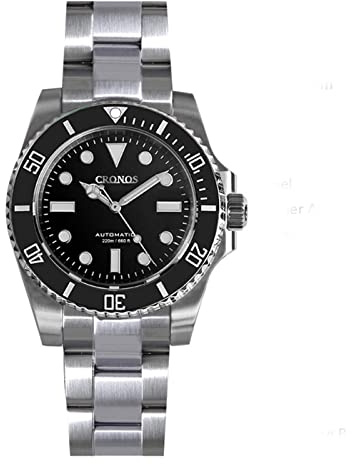 Cronos Sub Diver Uomini Orologio No Date NH35 Vetro Zaffiro Lunetta Ceramica 20 ATM GlideClasp Orologi da polso automatici, color 10
