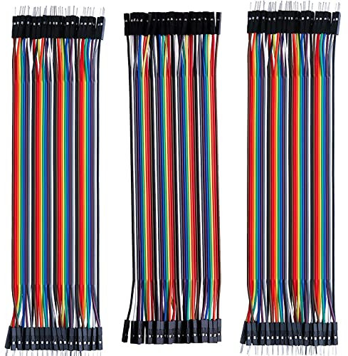 120 pcs breadboard jumper wires, 40pin 20cm breadboard(80 pcs Female to Female, 40 pcs Male to Male),Multicolored Dupont Wire for simple electronic projects,breadboard kit.