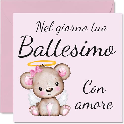 Stuff4 Biglietti di battesimo ragazze Her - Il giorno del tuo battesimo - Biglietto di congratulazioni battesimo Regali di battesimo la prima comunione religiosi cristiani 145mm