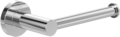 Villeroy & Boch Elements Tender Toilettenpapierhalter ohne Deckel, Klopapierhalter für Wandmontage, Klorollenhalter aus Zink, WC-Papierhalter rund – Chrom