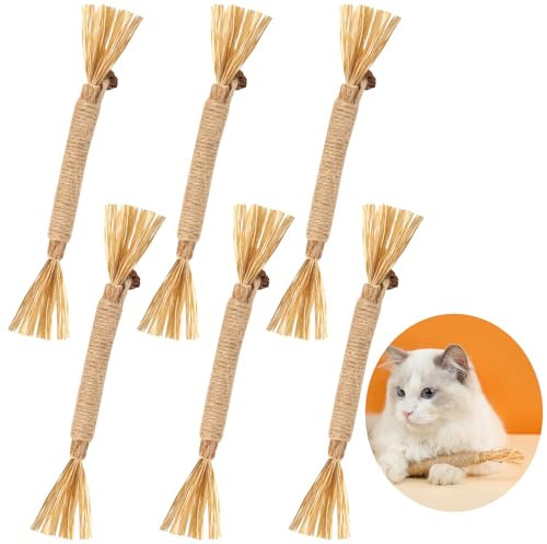 MXTIMWAN Katzen Spielzeug, 6 Stück Knabberstangen Katze, Matatabi Stick Katzensticks Set, Katzenminze Sticks Zum Schleifen von Zähnen, Katzen Zahnpflege Spielzeug für Katze Zu Spielen,Beißen,Kauen