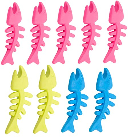 Angoily Jouet à Mâcher Couleur Aléatoire pour Chien Forme Arête de Poisson en TPR 9 Pièces pour Nettoyer Les Dents et Stimuler Le Jeu des Animaux de Compagnie