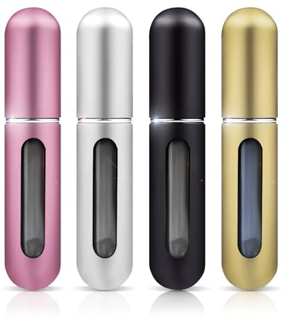 Serralvarez Seller 4 Piezas de 6ML Sin Fugas. Atomizador Perfume Recargable con ventanas - Pulverizador de colonia portátil - 1ML extra en cada bote. (multicolor)