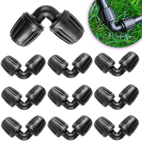 Bogoro 10 Stück Micro-Drip-System L-Stück 50 mm,Micro Drip Verbinder,Schlauchverbinder Winkel,Kunststoff Ellbogen Schlauchnippel 90 Grad Winkel L Anschluss,Werkzeuglose Montage, Wiederverwendbar