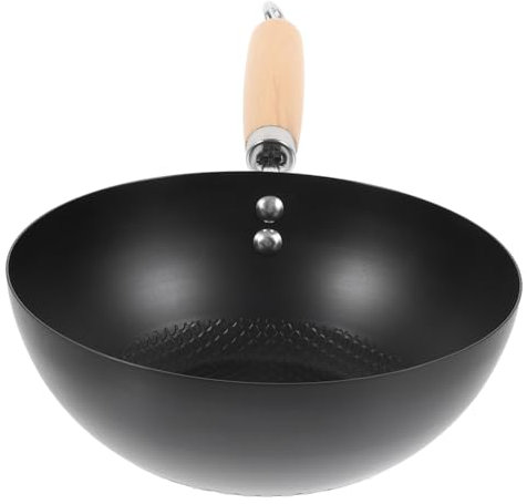 COLLBATH Small Japanese Iron Wok Pan Bottom Cooking Pot for Home Use Traditional Fry Pan for Gas Stove