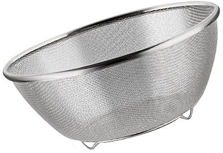 304 Silskål i Rostfritt Stål - Durkslag för Att Skölja Ris, Tvätta Grönsaker och Filtrera Fruktrester - Finmaskig Avtappningskorg, Kök Essential (28 cm)
