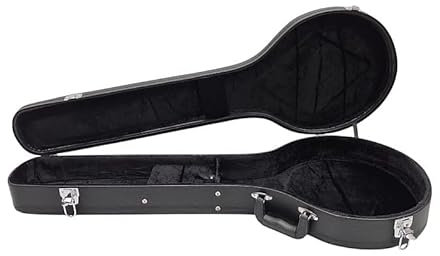 Custodia rigida per banjo in vinile nero – per banjo 4 5 6 corde, anima in legno, fodera in peluche, scomparto per accessori, lucchetto, maniglia, piedini, robusta valigetta per banjo con hardware