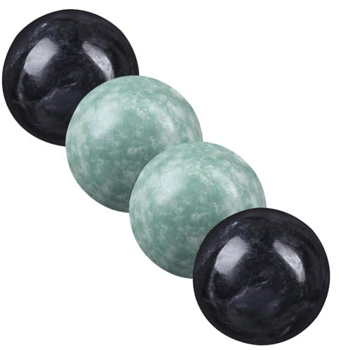 Garneck 4 palline da baoding in marmo – sfere sonore cinesi per qigong e massaggio delle mani – ideali per il relax – antistress e terapia delle mani in verde e nero