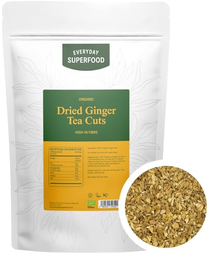 Everyday Superfood Organic Dried Ginger Tea Cuts 190g, Caffeine Free Tea, Pure Ginger Roots