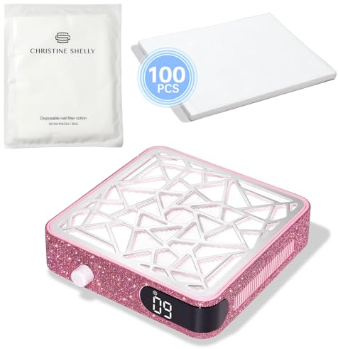CHRISTINE SHELLY 100 Sheets Nail Dust Collector Filter Paper, PP Material Dust Collector Nail Tech Filter Cotton Pad Replacement & Nail Dust Collector, Cordless Dust Collector Nail Tech