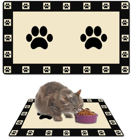 Alfombrilla De Comida para Mascotas para Perros y Gatos, 50 Cm ×30 cm Alfombra Comedero Perro Superabsorbente, Alfombra Comedero Gato Antideslizante para Comida De Mascotas, Descanso, Felpudo