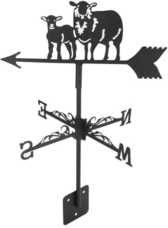 Keenso Indicador de Dirección de Viento Decorativo de Meteorología de Metal Sólido y Duradero para el Patio de Jardín, Diseño de Animales Dulces Negros