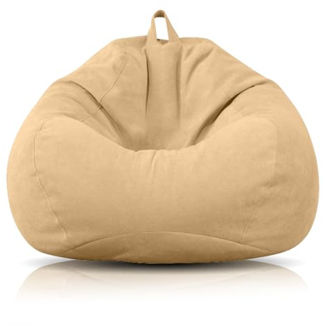 RANJIMA Funda para puf XL sin relleno, 100 x 120 cm, de algodón de lino, lavable, funda de repuesto extraíble para adultos, juegos, interior y exterior