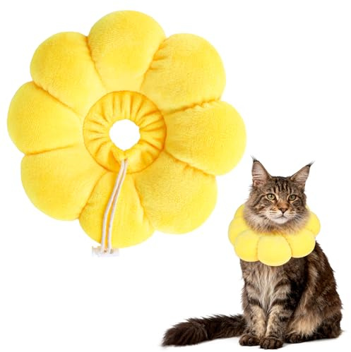 QKURT Collar de Recuperación para Gato, Collar Ajustable para Gatos Después de La Cirugía, Evitar Picaduras de y Arañazos Lesiones y Lamido, Forma de Flor